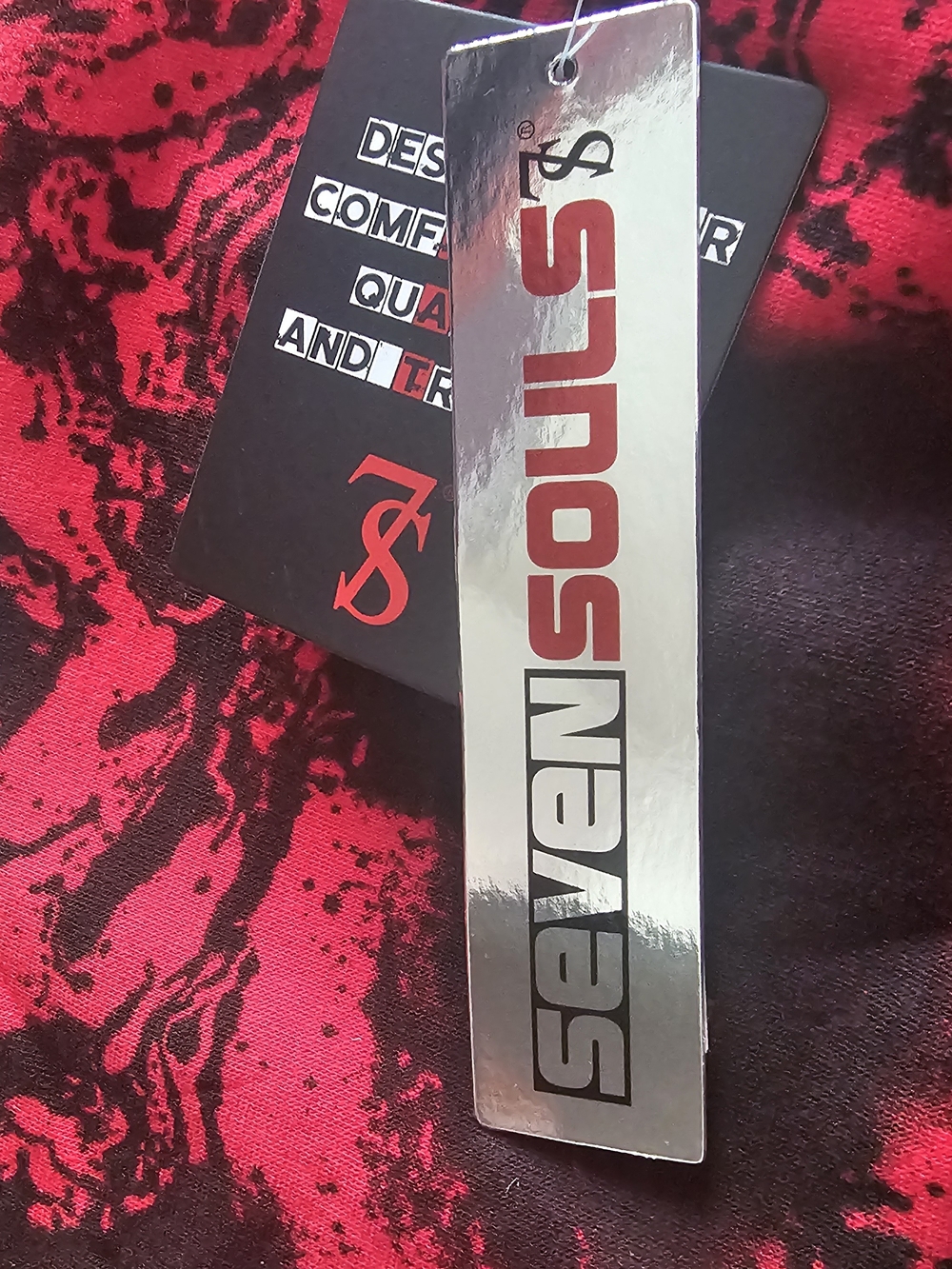 Seven Souls Savage Red and Black Marble Print Hoodie - Picture 3 of 5